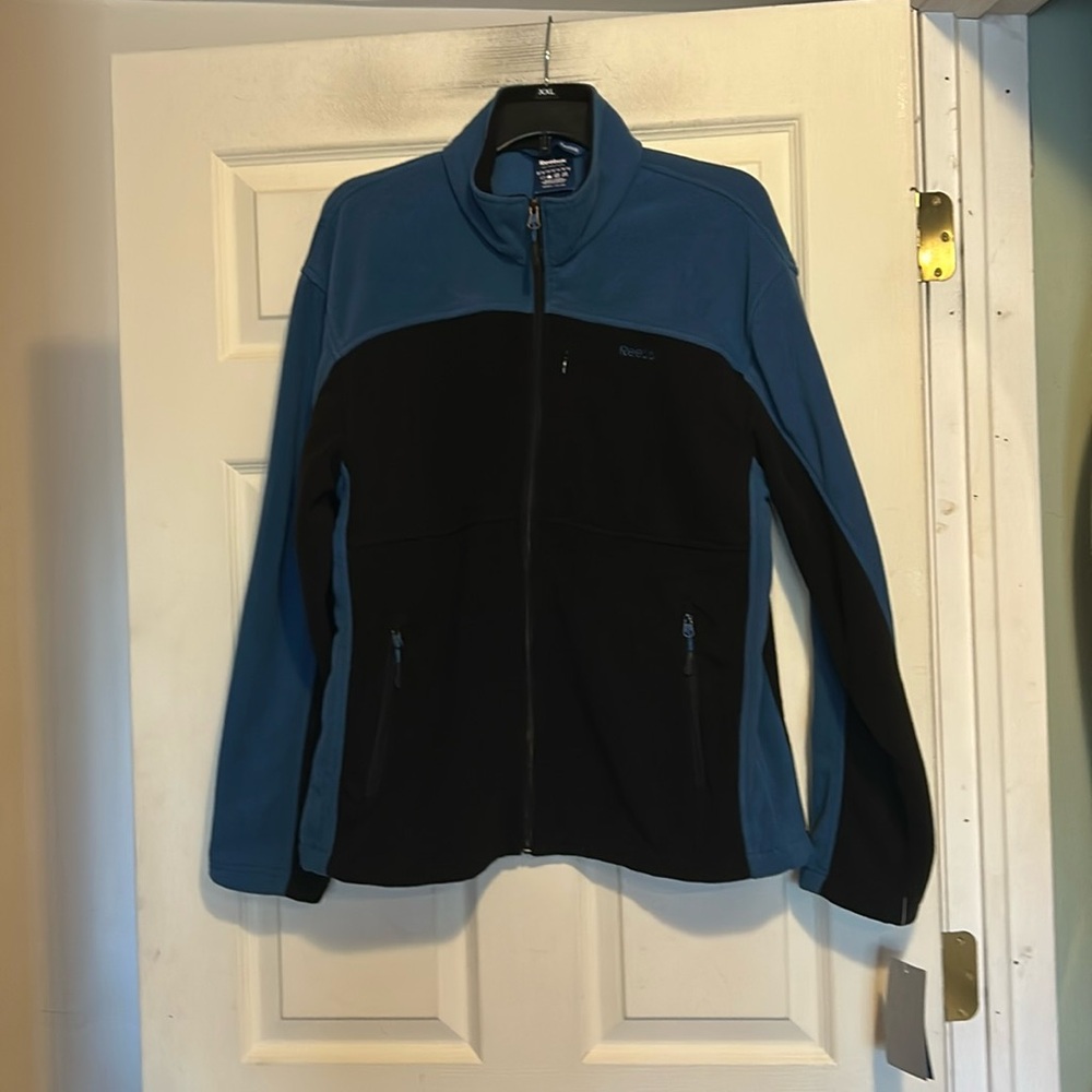 Reebok Blue and Black Fleece Jacket Size Medium